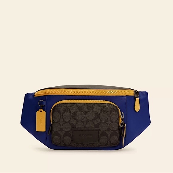 track belt bag in colorblock with coach patch
